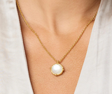 Honeybee Solitaire Necklace - Gold - Mother Of Pearl