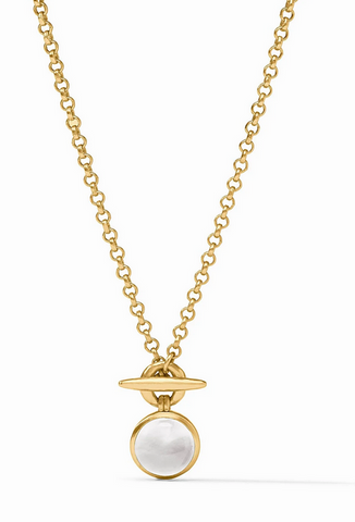 Solara Solitaire Necklace - Gold -  Iridescent Clear Crystal