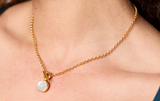 Solara Solitaire Necklace - Gold -  Iridescent Clear Crystal