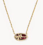 KS Elisa Bow Gold Short Pendant Necklace (Dark Burgundy Illusion)