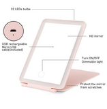 Rechargeable Travel Led Makeup Mirror Tablet - Pink