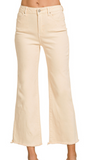 Acid Washed High Waist Frayed Hem Bootcut Pants