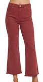 Acid Washed High Waist Frayed Hem Bootcut Pants