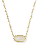 KS Tiger Striped Elisa Short Pendant Necklace Gold Natural Mother Of Pearl