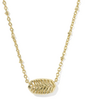 KS Tiger Striped Elisa Short Pendant Necklace Gold Natural Mother Of Pearl