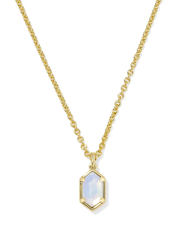 KS Hallie Short Gold Pendant Necklace (Opalite Illusion)