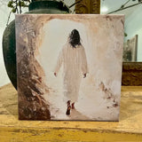 Jesus Walking Out of Tomb Home Decor, Biblical Canvas Art Print 12X12