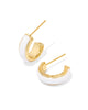 KS Ainsley Gold Huggie Earrings in White Enamel