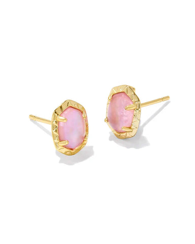 KS Daphne Gold Stud Earrings in Gold Coral Pink