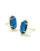KS Grayson Gold Stone Stud Earrings (Cobalt Blue Kyocera Opal)