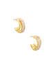 KS Livy Gold Huggie Earrings in White Crystal