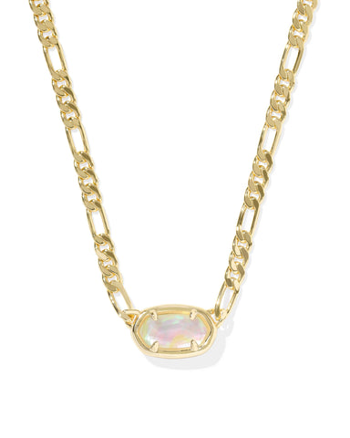 KS Elisa Figaro Chain Short Pendant Necklace (Gold Iridescent Abalone)