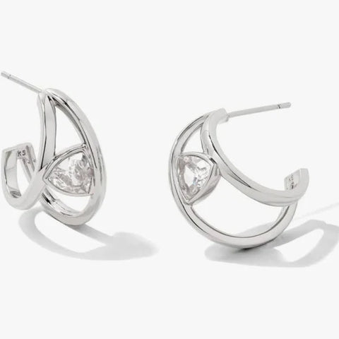 KS Arden White Crystal Huggie Earrings
